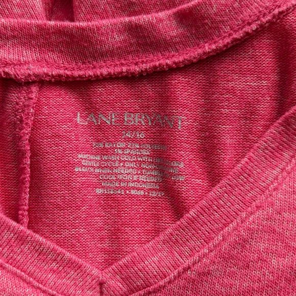 Lane Bryant Pink V Neck Short Sleeve with Ties Tunic Length Top Size 14/16 - Picture 7 of 7